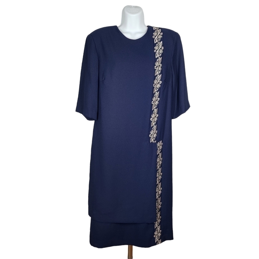 JO HANNA YORK BY JOAN DAVIS EMBROIDERED LINED DRESS